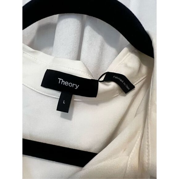 Theory Women's Ivory Silk Georgette Tie Neck Button Down Blouse Size Large NWOT - Picture 6 of 11